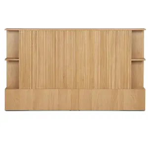 Tête de lit en bois de style scandinave avec étagère de rangement cadre de lit en bois moderne