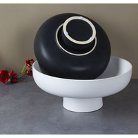 Noir blanc grand pot de fleur en céramique en forme de bol de grande taille Vase de table en porcelaine de luxe décor à la maison pour salon bureau