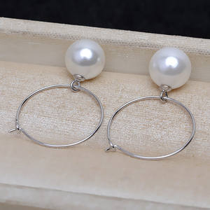 Wenchi Handmade DIY Women's Earrings Earnail 3 <b>Bead</b> <b>Silver</b> (S925) Pearl Empty Holder Accessories Gold Plated 6mm Model 16277 - Product Image 4