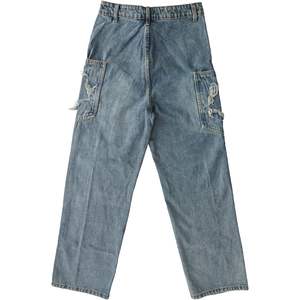 Viatabuna, pantalones vaqueros bonitos estéticos para mujer, pantalones vaqueros rectos de pierna ancha de cintura alta Y2K, bordado de estrellas, moda para adolescentes arrugada - Product Image 6