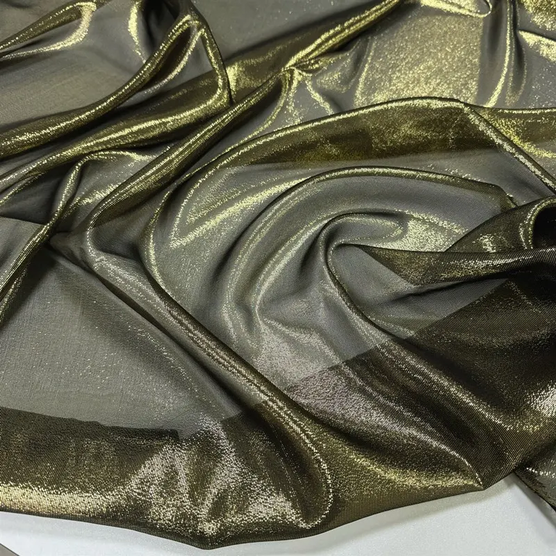 silk lurex chiffon silk gold lurex fabric silk metallic chiffon for ladies scarf