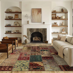 พรมปูพื้นสไตล์อเมริกันเรโทรลายโมร็อกโก รูปทรงสี่เหลี่ยมผืนผ้า ทำจากเส้นใยโพลีเอสเตอร์ สำหรับตกแต่งบ้าน ห้องนั่งเล่น โซฟา ห้องนอน ห้องน้ำชา - Product Image 2