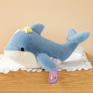 Sac bandoulière en peluche Dauphin Bleu en gros, sac à main doux et mignon avec décor étoile, motif animal, pour filles, cadeau d'anniversaire, voyage, 40 cm - Product Image 6