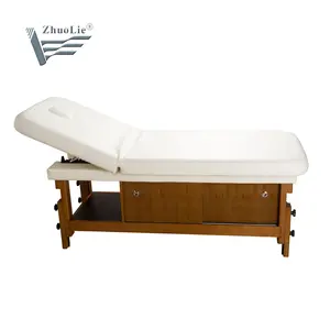Cama de massagem de madeira sólida, vendas diretas de fábrica, thai, spa, cama de beleza