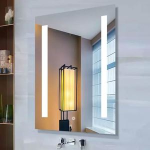 Espejo de Baño Rectangular con Luz LED Antivaho de Estilo Europeo, Espejo de Pared con Interruptor Táctil, Decoración de Baño de Aluminio Personalizada - Product Image 3