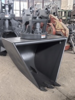 Godet trapézoïdal pour excavatrice avec rotateur hydraulique à 360 degrés, godet de creusement en V, acier soudé robuste, dents remplaçables