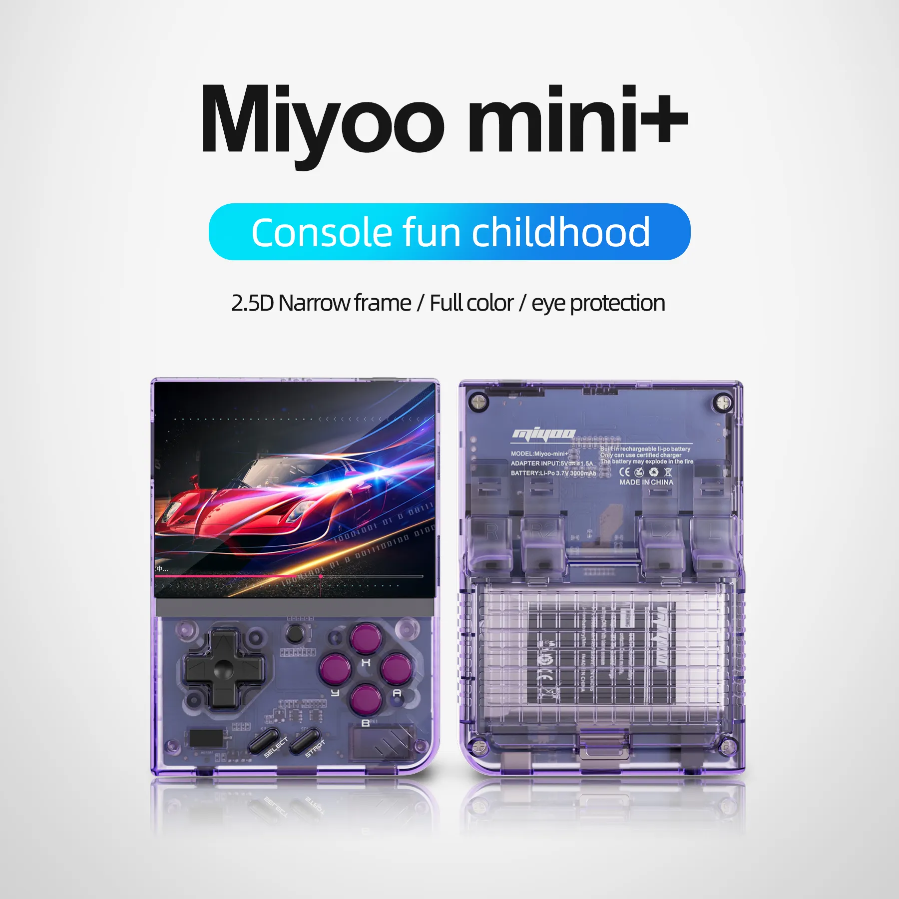 مشغل ألعاب محمول باليد أرجواني اللون كلاسيكي تراثي 3.5 بوصة Miyoo Mini+ يتميز بخاصية الواي فاي مع ضرورة إجراء الحجز