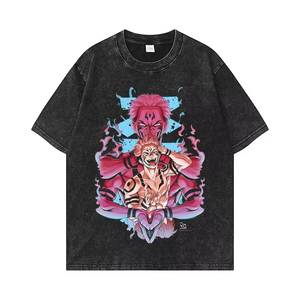 Maglietta 240g Anime T-Shirt Vintage grafica di un pezzo T-Shirt Anime in cotone a tracolla magliette da uomo lavate - Product Image 2