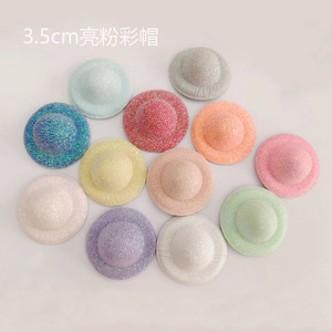 Thu nhỏ màu sắc tươi sáng búp bê hat phụ kiện ròng rọc vải DIY Top hat phụ kiện búp bê mũ màu nude 3.5cm - Product Image 5