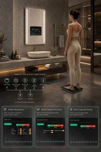 Miroir de salle de bain carré personnalisé avec téléviseur intégré, cadre en fer, commande tactile, éclairage LED, 2 Go de RAM, 16 Go de <span class=keywords><strong>ROM</strong></span>, idéal pour hôtels - Product Image 5