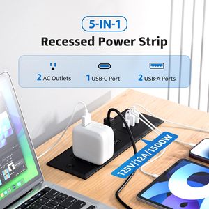 <span class=keywords><strong>Prise</strong></span> de bureau américaine/multiprise encastrée avec <span class=keywords><strong>prise</strong></span> encastrée de conférence à charge rapide USB C, gain de place pour table <span class=keywords><strong>d</strong></span>'appoint de meubles - Product Image 2