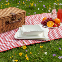 Service de table en porcelaine blanche de luxe à succès pour les hôtels, vaisselle de table d'angle sans fin, assiette en céramique, vaisselle