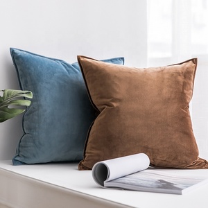High Quality Soft Velvet Cushion Cover with Piping Home Decorative Brown Throw Pillow Cover