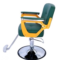 Fauteuil de coiffure inclinable haut de gamme, entièrement vert, avec pompe hydraulique robuste, rotation à 360 degrés, en cuir PU, pour barbier