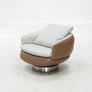 Nordic Light Luxury Single Sofa Round Rotating Chair Home <b>Furniture</b> Villa Living Room Velvet Fabric Swivel Armchair Lounge Chair - Product Image 1