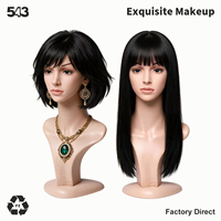 Buste de mannequin réaliste et exquis pour maquillage, en plastique, avec visage réaliste couleur chair, pour présentation de perruques, bijoux, colliers et boucles d'oreilles