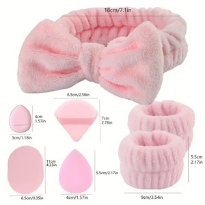Set di 15 pezzi per Spa con fiocco e braccialetti con <span class=keywords><strong>cipria</strong></span> e <span class=keywords><strong>cipria</strong></span> per il viso sbuffi sbuffi per il trucco con spugne di bellezza per la cura della pelle - Product Image 6
