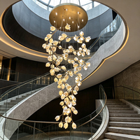 Lustre LED en céramique en spirale artistique moderne, taille personnalisée, pour hôtel, escalier, projet de décoration commerciale