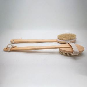 Bathroom Accessories Wooden Handle Detachable Boar Bristle <b>Bath</b> Brush - Product Image 5