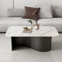 Table basse ovale italienne avec plateau en ardoise et structure en fer, idéale pour petit appartement, salon, style moderne, luxe léger, Wabi-Sabi, mobilier de maison