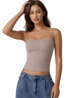 Camiseta sin Mangas Básica de Doble Forro para Mujer, Tirantes Ajustables, Camisola sin Mangas, Tops Sexys para Mujer, Tops Básicos