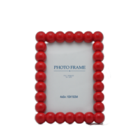 Cadre photo décoratif de luxe en résine laquée bleue avec bordure de perles pour la maison, le bureau ou comme cadeau