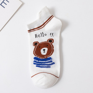 Anime Cartoon Ankle Socks For Women Sweat Absorbent Breathable Casual Low Cut White With Bear And Animal Patterns - Product Image 5