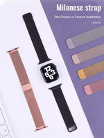Bracelet en métal en acier inoxydable de luxe Bracelet de montre à boucle milanaise pour Apple e Watch 7 6 5 4 3 2 1 SE