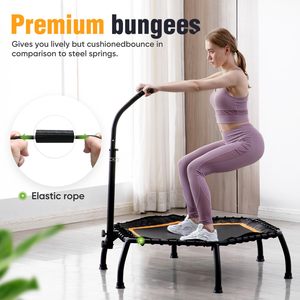 Trampolín Elástico <span class=keywords><strong>Profesional</strong></span> Silencioso de 40 Pulgadas, Plegable, <span class=keywords><strong>Mini</strong></span> Trampolín de Fitness con Barra en T Ajustable, Alta Capacidad de 330 Libras - Product Image 4