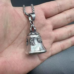 <b>Titanium</b> Steel Bell Pendant Necklace Sanskrit Mantra Exorcism Lucky Charm Unisex Everyday Wear - Product Image 4