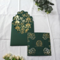 Tiefgrüne Hochzeits einladungen Benutzer definierte Farbe Papier abdeckung Dankes karten mit Goldfolie umschlag