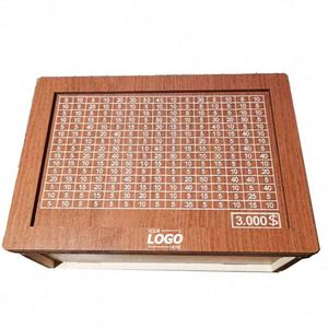 Tirelire personnalisée pour adultes et enfants avec objectif d'épargne et chiffres, coffre-fort en bois avec compteur - Product Image 1