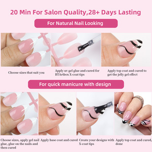 150 ชิ้น/กล่อง 5 สี ลายเล็บแบบฝรั่งเศส กดติดเล็บเจล ปลายเล็บเจลแบบถอดได้ เนื้อแมทท์ ปิดเต็มเล็บ ปลายเล็บเจลนิ่ม - Product Image 6