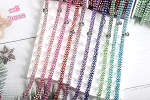 批发时尚饰品SS8水晶AB双排2排爪色杯链缝制钻石图案服装玻璃 - Product Image 3