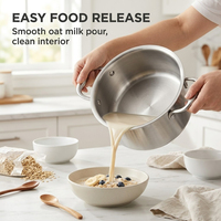 Marmite à induction en acier inoxydable triple couche avec couvercle, épaisse, antiadhésive, pour soupes, pâtes, spaghetti, cuisson à l'eau et mijotage