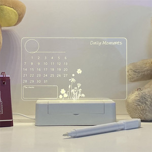 Tablero de notas con luz LED, tablero de mensajes de noche, lámpara de madera acrílica USB con bolígrafo para dormitorio, niños, niñas y amigos, regalos - Product Image 4