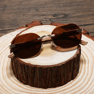 High Quality <b>Rimless</b> Metal Polarized <b>Sunglasses</b> High Quality Luxury Handmade Wooden <b>Sunglasses</b> <b>Men</b> 2024 - Product Image 2