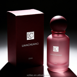 Elegante Botella de <span class=keywords><strong>Perfume</strong></span> para <span class=keywords><strong>Mujer</strong></span> de 100 ml, Botella de Vidrio Mate con Emblema Personalizado, Tapa Roja y Caja de Regalo Cilíndrica - Product Image 5