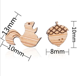 VANFI Boucles d'oreilles en bois à la mode avec cœur d'animal et numéro Boucles d'oreilles en acier inoxydable à la mode pour cadeaux - Product Image 2