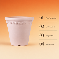 Pot de fleurs en plastique imitation terre cuite, résistant aux UV, résistant aux intempéries, jardinière d'extérieur pour patio