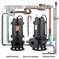 Pompe à eaux usées submersible de type WQ, moteur à courant continu haute pression, utilisation industrielle, construction en fer, OEM personnalisable