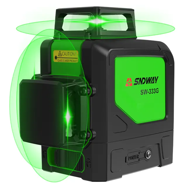 SNDWAY 360 그린 라인 레이저 레벨 IP54 방수 녹색 자동 휴대용 12 라인 셀프 레벨링 그린 빔 레벨
