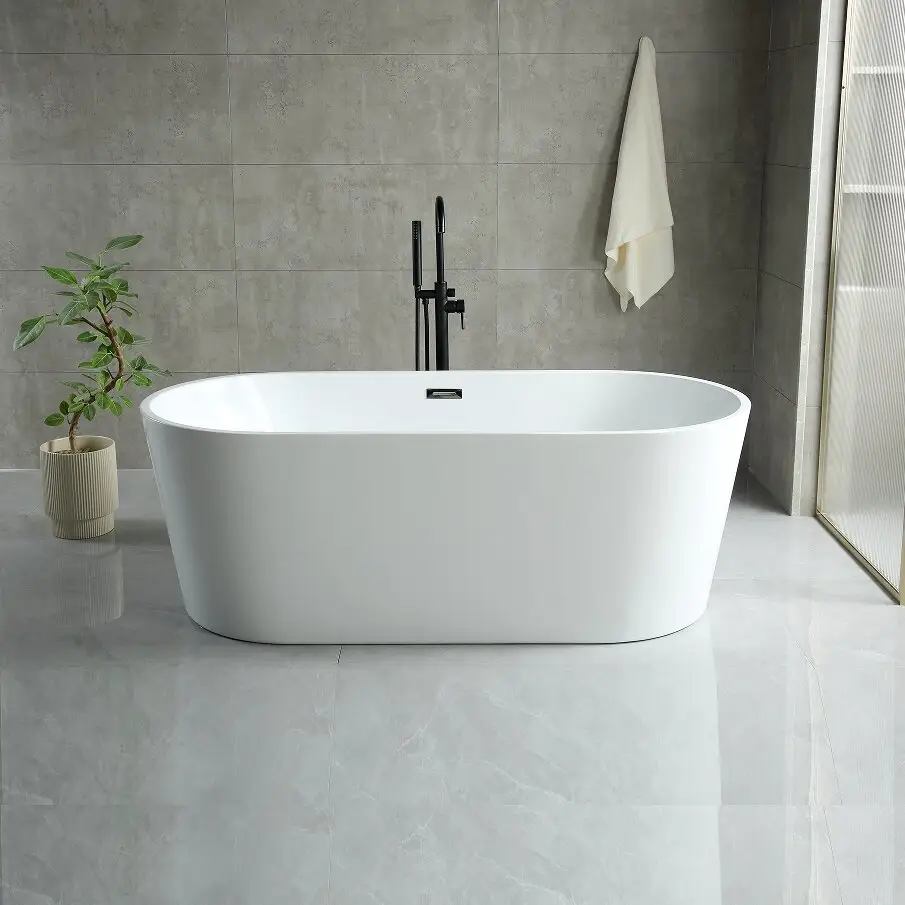 Bak mandi spa berdiri bebas, bak mandi akrilik bak mandi pusaran air dalam ruangan berdiri bebas hotel putih