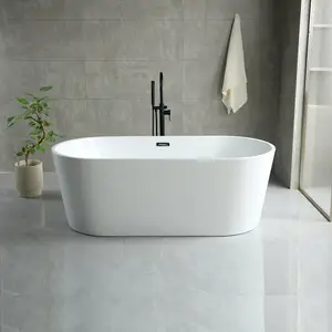 Freestanding hotel white bathroom acrylic bathtub whirlpool indoor freestanding spa bath tub