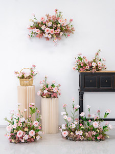 ฉากหลังดอกไม้ประดิษฐ์สีชมพูสไตล์สวนธรรมชาติ ชุดตกแต่งงานแต่งงานทำมือ ทนทาน แขวนผนัง ตกแต่งมุมพื้น งานปาร์ตี้ ตกแต่งภายนอก - Product Image 1