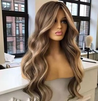 Pelucas de Cabello Humano Virgen Europeo con Doble Trama, Color Rubio Ceniza, Ondulado, Cutícula Alineada, HD, Encaje Completo