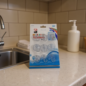 MNJ Suction Cup Hook 6Pcs Pack Clear Plastic Wall Mount For Home Kitchen Bathroom Use - Product Image 2