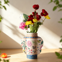 Vase à fleurs en papier imperméable imprimé sur mesure, vase de décoration de table pliable de style INS pour cadeau de fleuriste