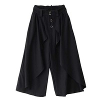 Nouvelle Collection 2026 – Jupe-culotte asymétrique drapée style Yamamoto pour femme, coupe large, avec boucle de ceinture et bouton, longueur cheville