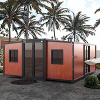 Maison conteneur mobile de luxe pliable et portable de 20, 30 ou 40 pieds, avec 2 ou 3 chambres, extensible, pour hôtel ou hébergement.